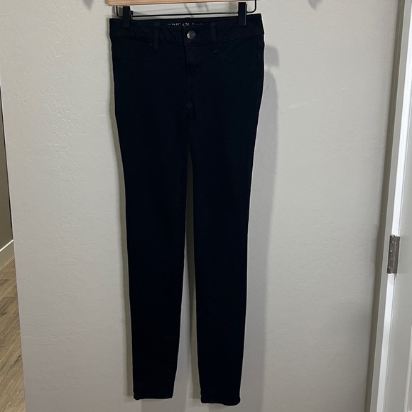 American Eagle Jeans Black Size 0 Jegging Distressed Y2K Super Stretch Vintage - Picture 1 of 11